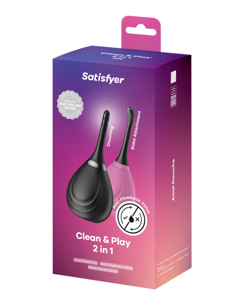 Satisfyer Clean & Play 2-in-1 Anal Douche - Black