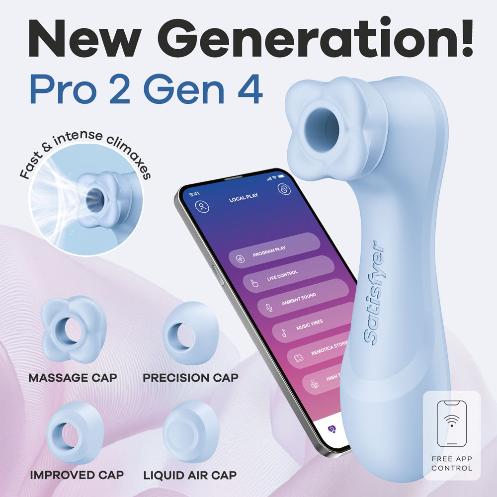 Satisfyer Pro 2 Generation 4 Clitoral Stimulator - Serene Blue (App)