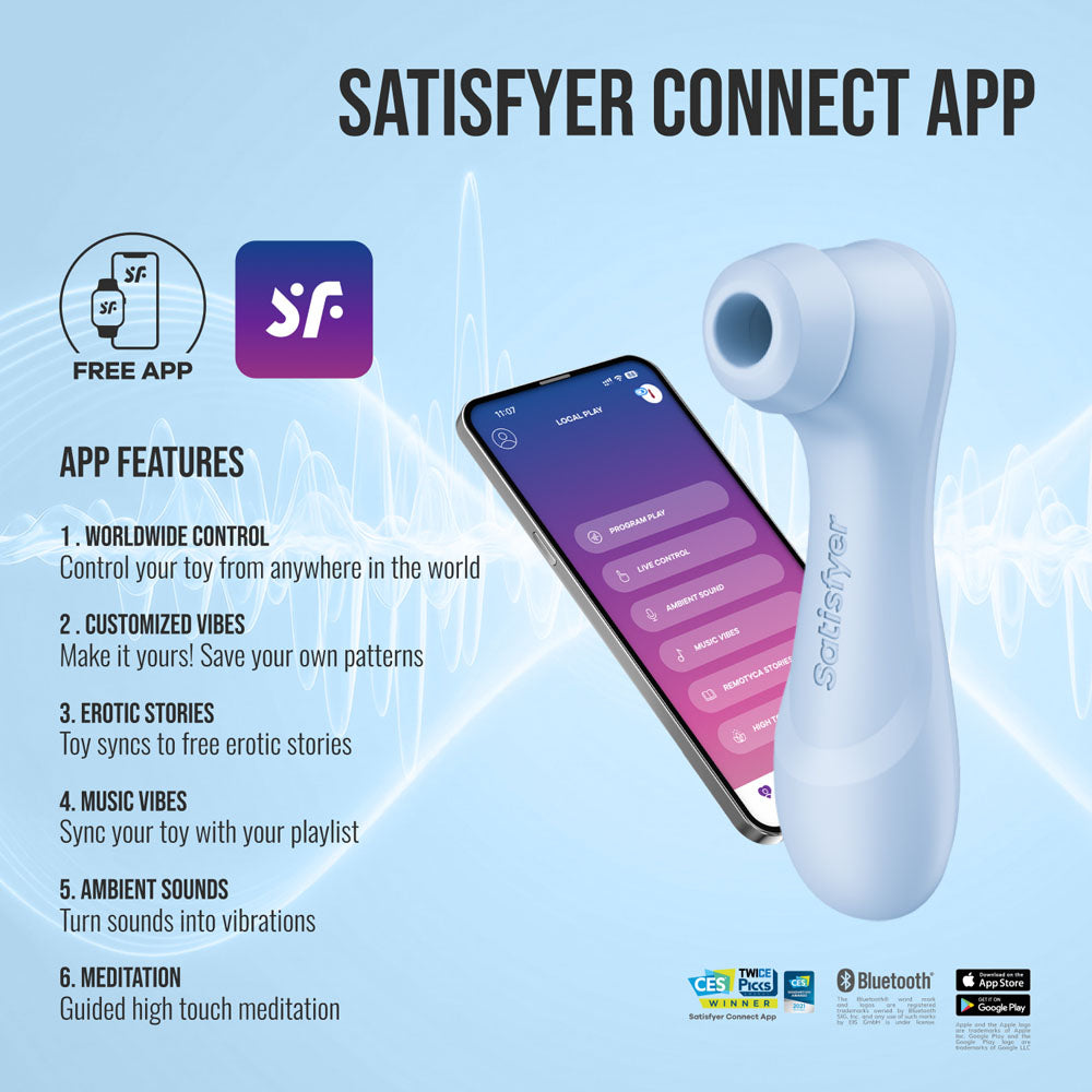 Satisfyer Pro 2 Generation 4 Clitoral Stimulator - Serene Blue (App)