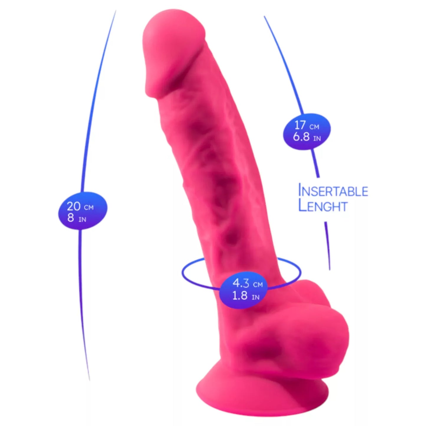 Adrien Lastic Silexd 8" Model 1 Remote Control LRS Vibrating Dildo Pink