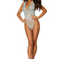 Dreamgirl Fishnet And Stretch Lace Teddy With Ruffled Lace Elastic Trims Mint Size OS