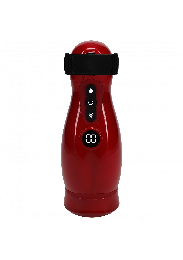 Shots Toys | PUMPED Virtuo - Metallic Red Sucking And Vibrating Auto Masturbator