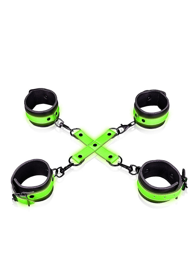 Shots Toys | OUCH! Hand & Ankle Cuffs with Hogtie - Glow in the Dark