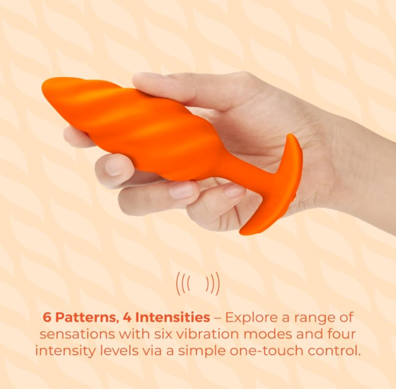 COTR | B-Vibe Swirl Textured Vibrating Plug - Orange