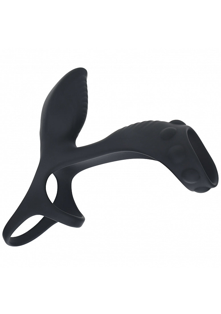Shots Toys | LEVELZ - Vibrating Silicone Cock & Ball Ring with Shaft Loop - Black