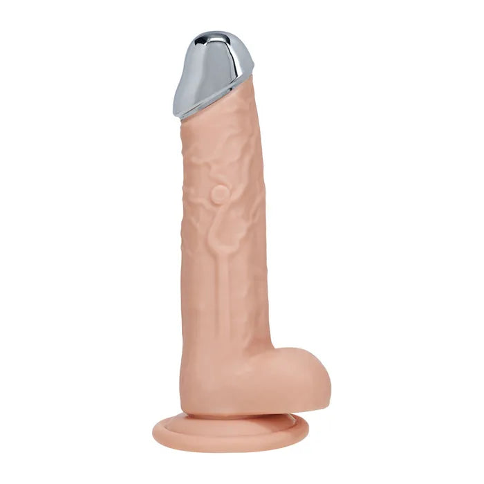 Shots Toys | REALROCK 8" Vibrating Dildo with Metal Head and Wireless Remote - Flesh