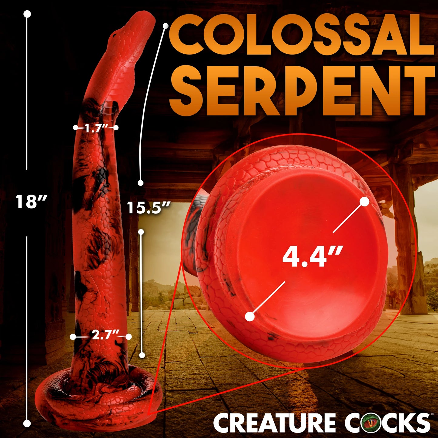 Creature Cocks King Cobra - X-Large 18" Long Silicone Dong