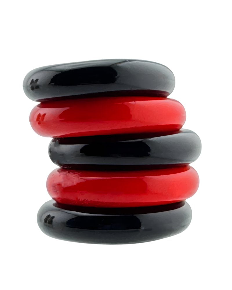 Hunkyjunk Jacker 5-stack Five-pack Tube Super-strong Cockrings Blue/Black