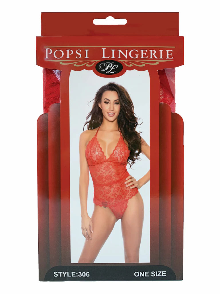 Popsi Lingerie Red Lace Teddy Size OS