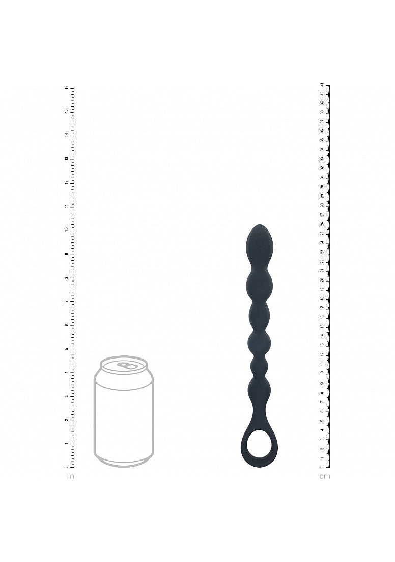 Shots Toys | LEVELZ - Beaded Snake Silicone Anal Probe with Loop - Black