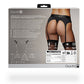 Shots Toys | OUCH! Vibrating Strap-On Thong with Adjustable Garters - Black - Size M/L