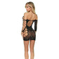 Lapdance Glimmer Off-The-Shoulder Mini Dress Black with Glow In Dark Pattern - Size OS