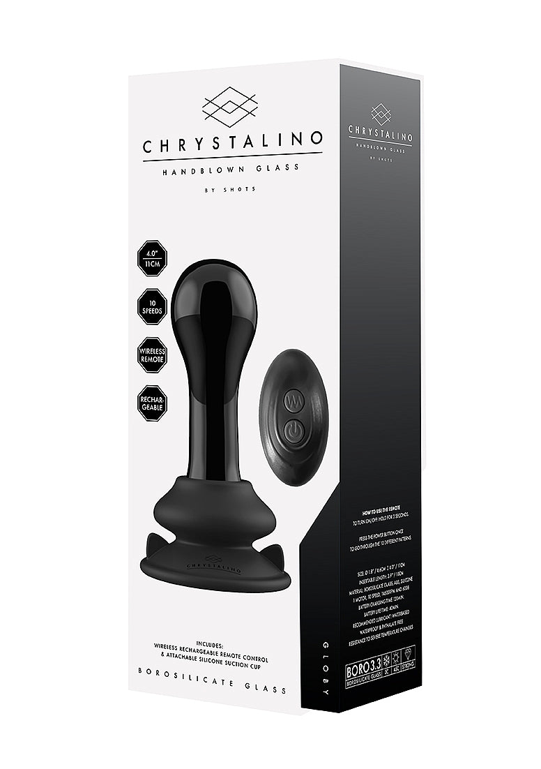 Shots Toys | Globy - Glass Vibrator With Suction Cup and Remote - Black
