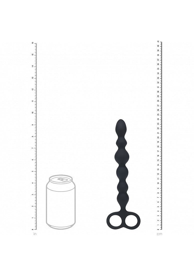 Shots Toys | LEVELZ - Beaded Snake Silicone Anal Probe with Double Loop - Black