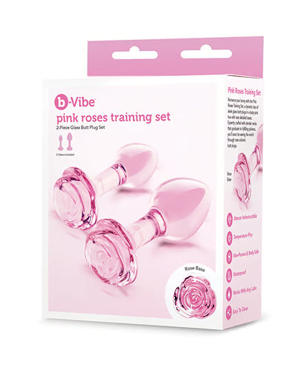 COTR | B-Vibe Pink Roses Training Set - 2 Piece Glass Butt Plug Set