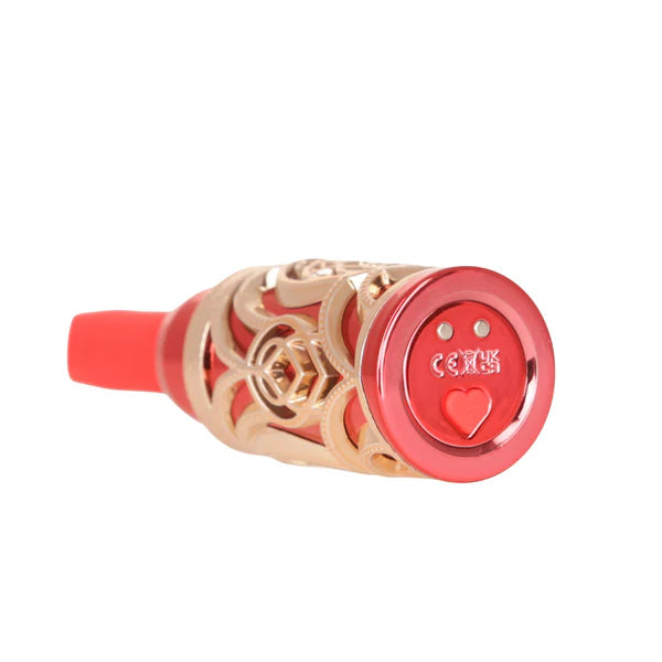 BMS Ruby Kiss 4 in 1 Lipstick Vibrator - Red and Rose Gold