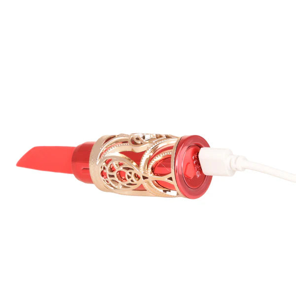 BMS Ruby Kiss 4 in 1 Lipstick Vibrator - Red and Rose Gold