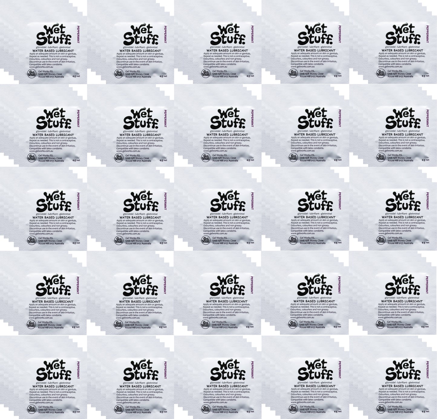 Wet Stuff Peppermint Water Based Lubricant Sample Travel Sachets 4g (100 Pack)