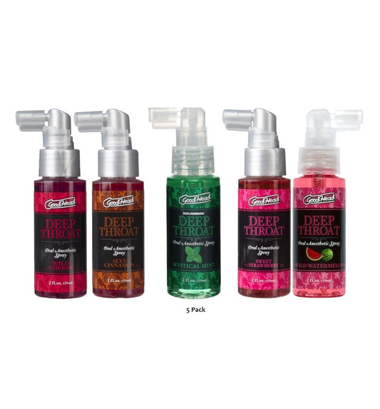 Doc Johnson GoodHead Deep Throat Spray Various Flavours 5x59ml - 5 Pack