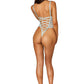 Dreamgirl Fishnet And Stretch Lace Teddy With Ruffled Lace Elastic Trims Mint Size OS