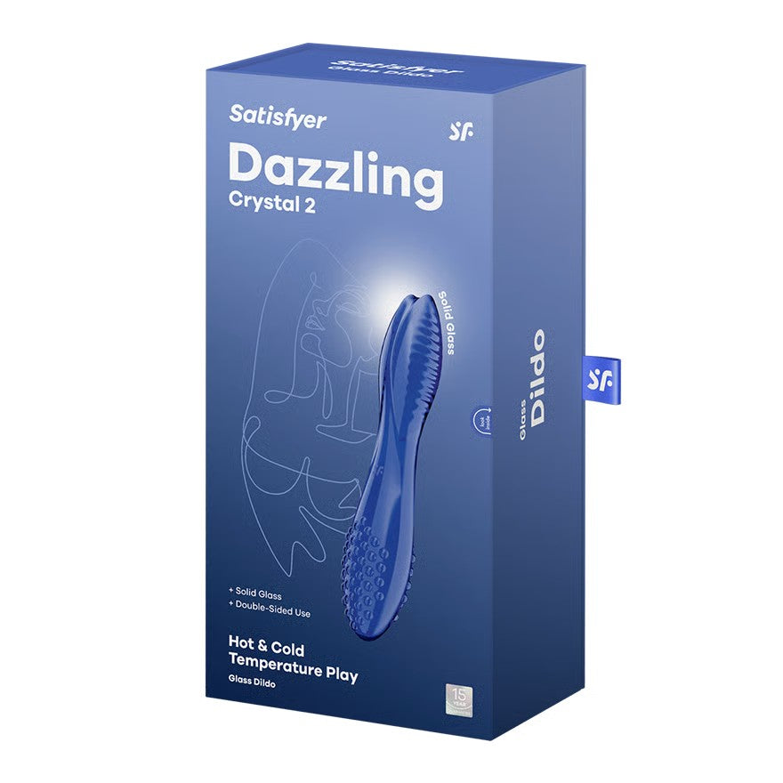 Satisfyer Dazzling Crystal 2 - Blue Glass Double Ended Dildo Hot & Cold Play
