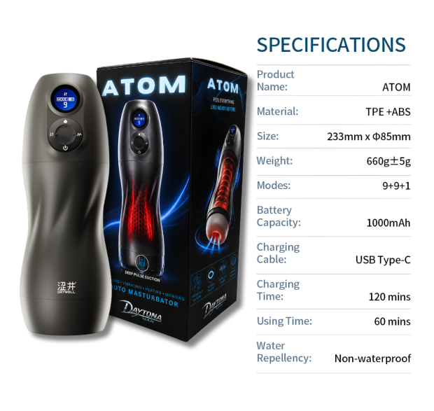 Drywell Atom Electronic Heating, Vibrating, Sucking and Moaning Masturbator