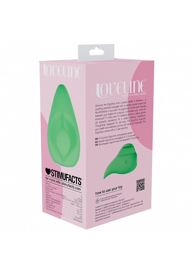 Shots Toys | LOVELINE ErgoDrop - Hand Massager Droplet Shaped Vibrator - Green