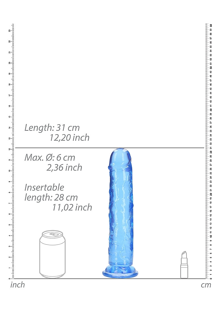 Shots Toys | REALROCK Crystal Clear 11" Straight Dildo No Balls - Blue