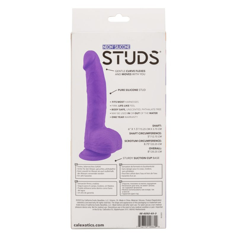 CalExotics Neon Silicone Studs Dildo 6"/15.25 cm - Purple
