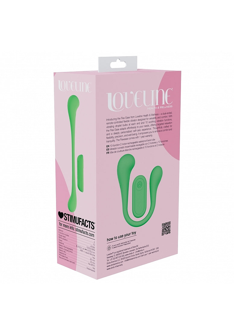 Shots Toys | LOVELINE FlexEase - Remote Controlled Flexible Dual Ended Vibrator - Green