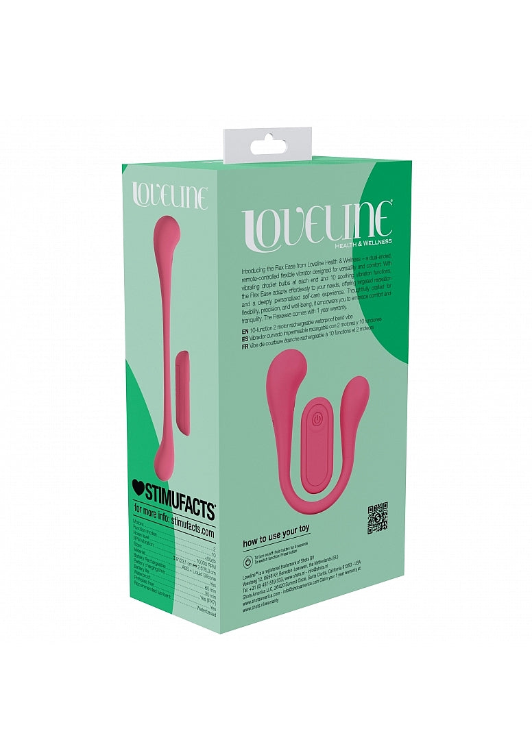 Shots Toys | LOVELINE FlexEase - Remote Controlled Flexible Dual Ended Vibrator - Pink