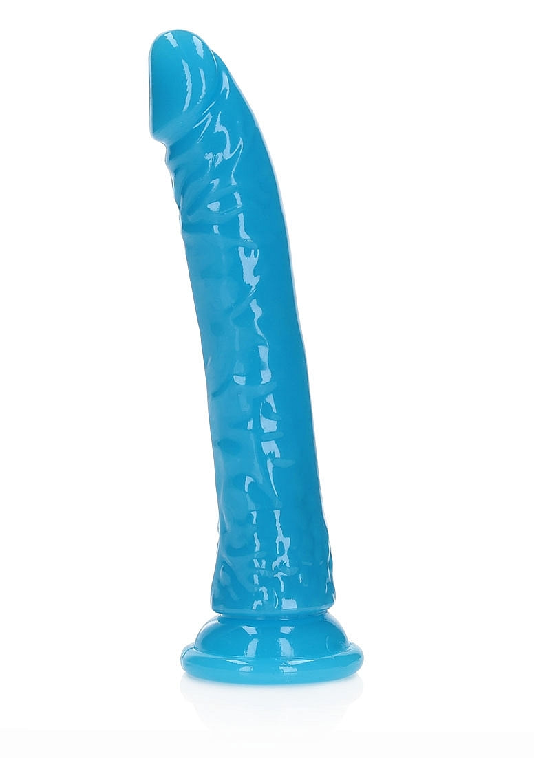 Shots Toys | REALROCK 20cm Slim Glow in the Dark Neon - Blue (8") Dildo Dong