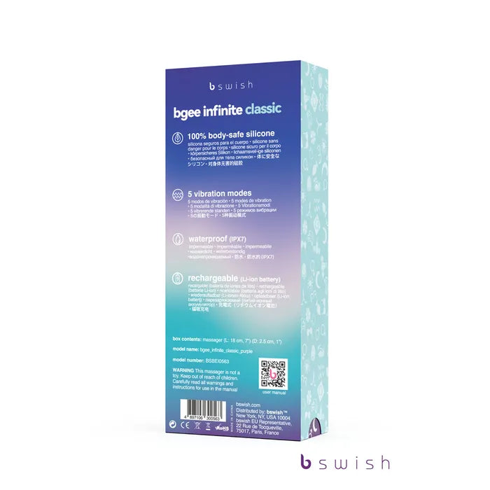 B Swish Bswish Bgee Infinite Classic G-Spot Vibrator Purple