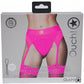 Shots Toys | OUCH! Vibrating Strap-On Thong with Adjustable Garters - Pink - Size XS/S