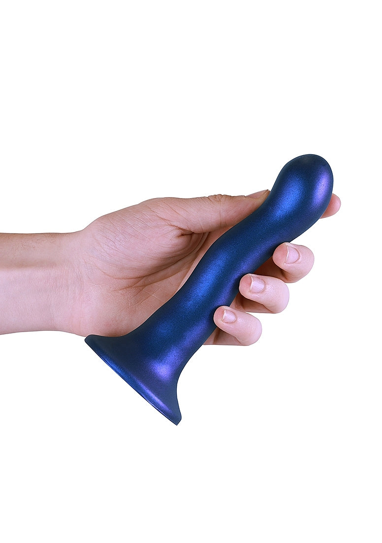 Shots Toys | OUCH! Ultra Soft Curvy G-Spot Dildo - 7" / 17 cm - Metallic Blue