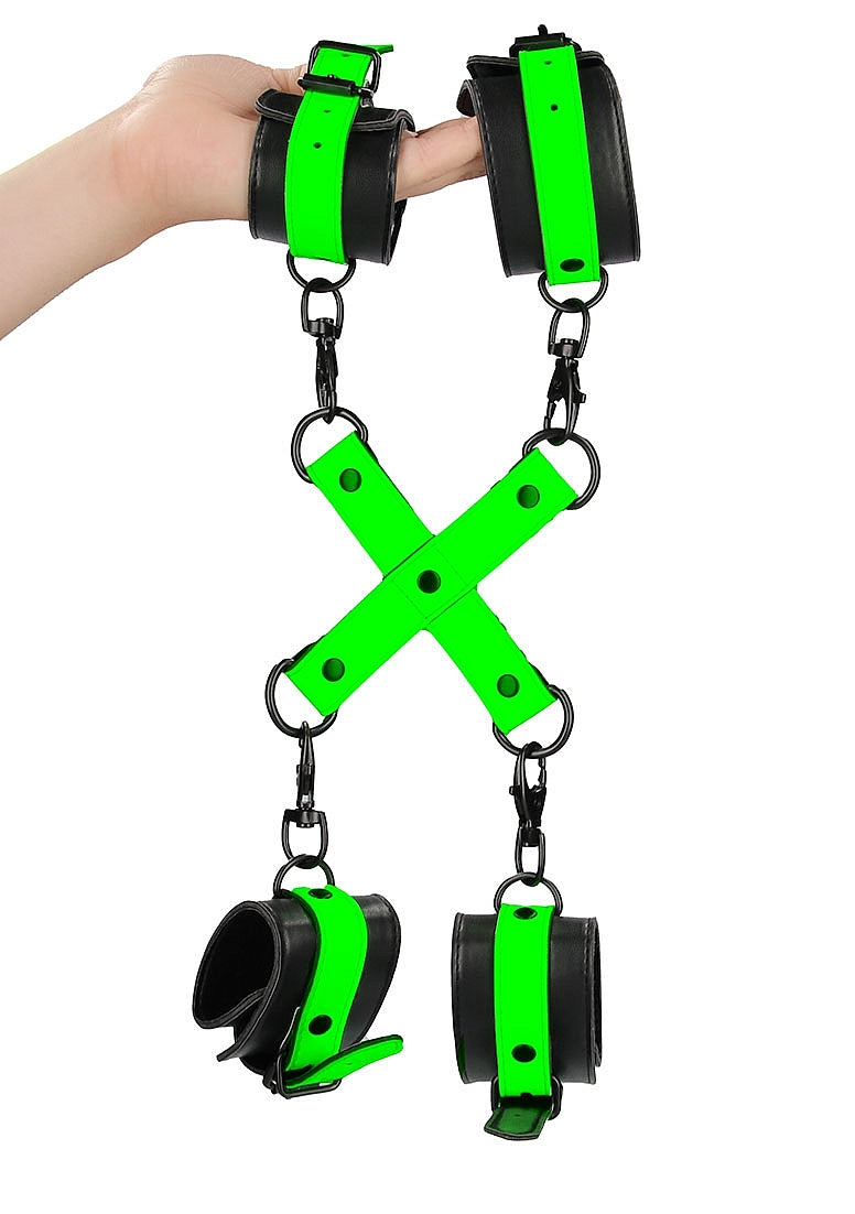 Shots Toys | OUCH! Hand & Ankle Cuffs with Hogtie - Glow in the Dark