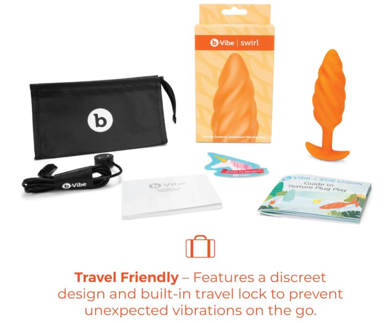 COTR | B-Vibe Swirl Textured Vibrating Plug - Orange