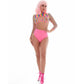 Pink Lipstick Rainbow Shrug Bikini Top Hot Pants Net Set incl Pasties Size OS
