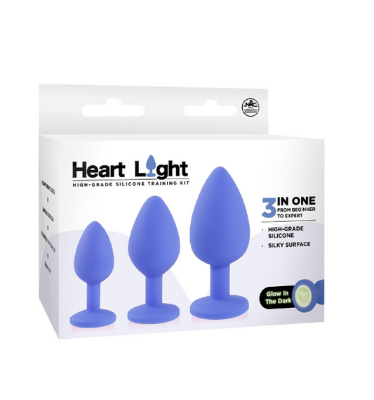Excellent Power | Heart Light Silicone Anal Training Kit - Blue