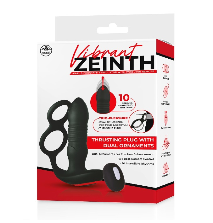 Excellent Power Vibrant Zeinth Thrusting Plug With Dual Ornaments and Remote Control