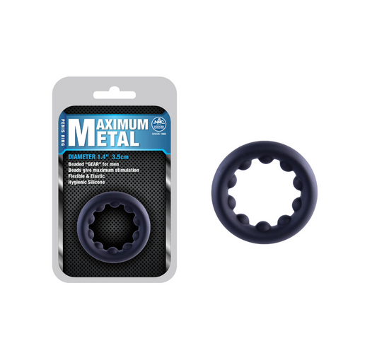 Excellent Power Maximum Metal Silicone Ornament 1.4" / 3.5cm Beaded Cock Ring
