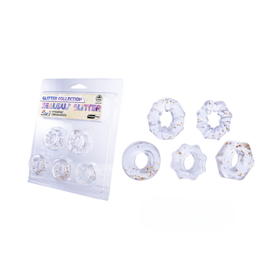 Excellent Power Zealous Glitter 5-In-1 Hygienic Ornaments Cock Ring Set III