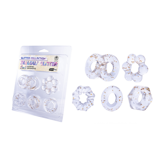 Excellent Power Zealous Glitter 5-In-1 Hygienic Ornaments Cock Ring Set I