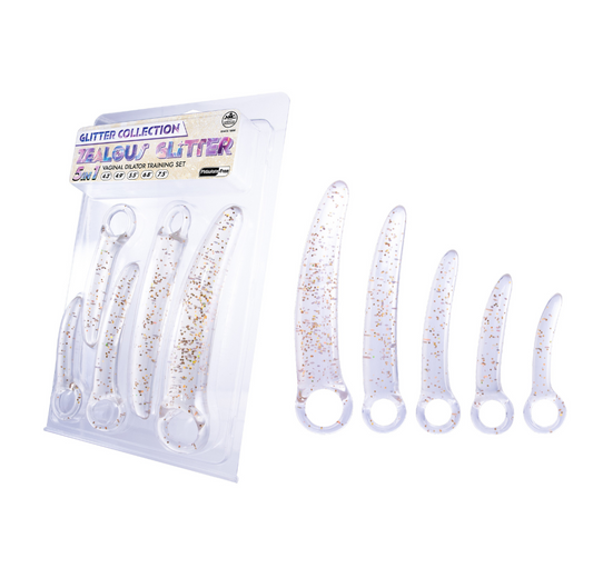 Excellent Power Zealous Glitter TPE Dilator Kit Set In Clear Gold