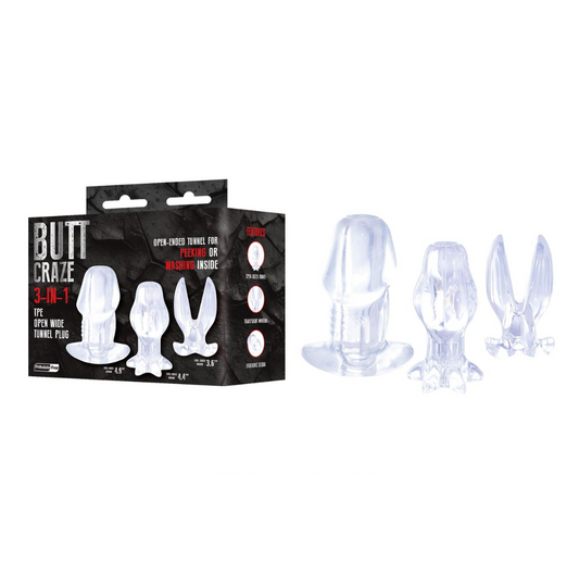 Excellent Power Butt Craze 3-In-1 TPE Open Wide Tunnel Plug Kit