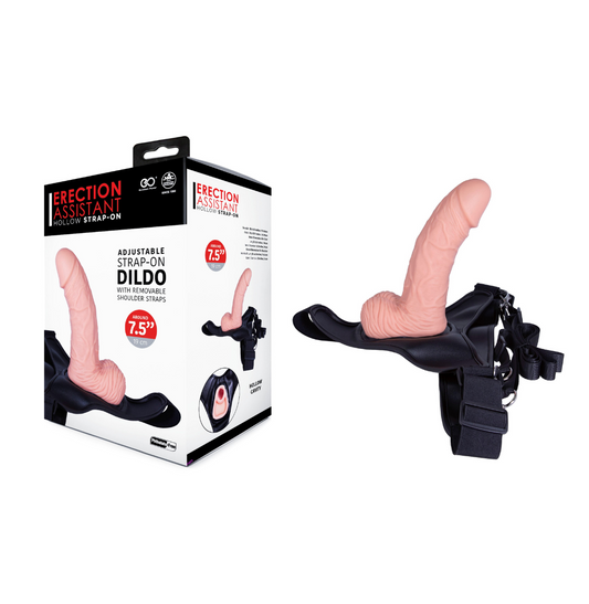 Excellent Power Erection Assistant Silicone Hollow Adjustable Strap On Dildo 7.5"