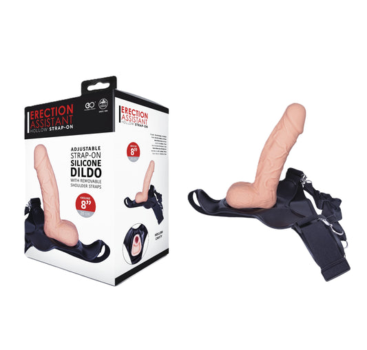 Excellent Power Erection Assistant Silicone Hollow Adjustable Strap On Dildo 8"