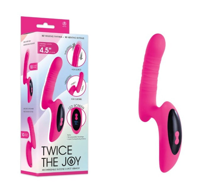 Excellent Power | Twice The Joy Around 4.5" Thrusting Vibrator Pink