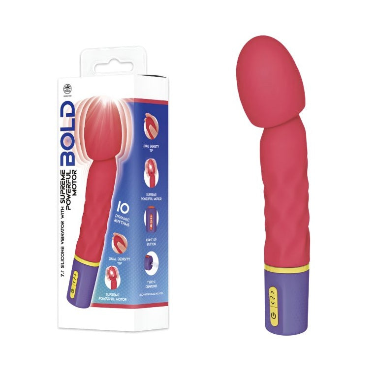 Excellent Power | Bold Around 7" Vibrator With Varicolored Control (Red)
