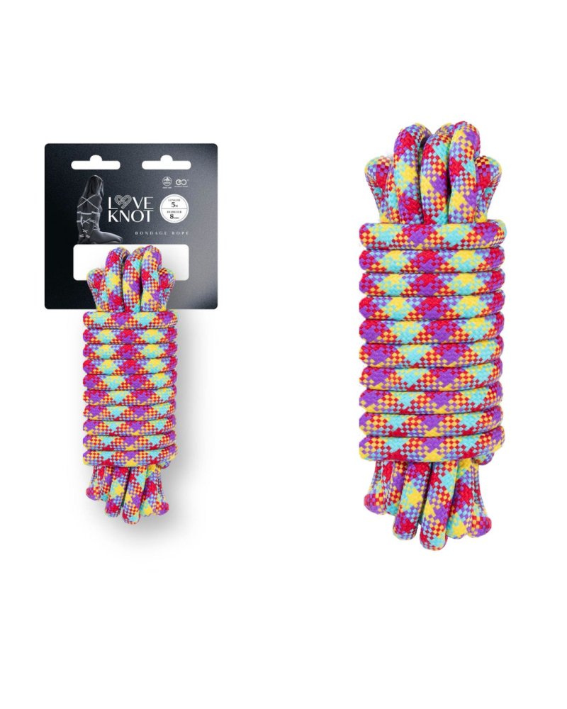 Excellent Power | Love Knot 5m 8mm Thick Polyester Rope - Bright Rainbow